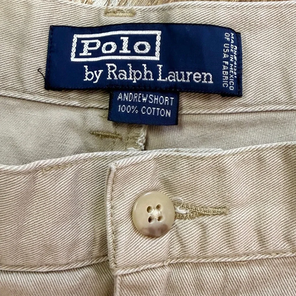Vintage Polo Ralph Lauren Andrew Short Men 40 Khaki Pleated Chino Cotton Golf